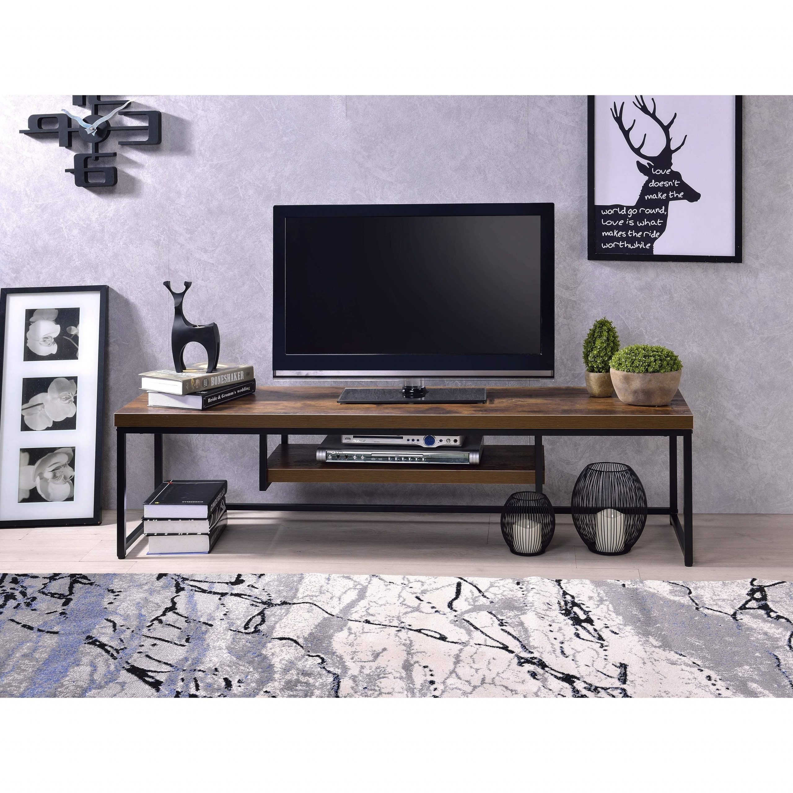 Wood and metal Showcase for TV Unit Cabinet