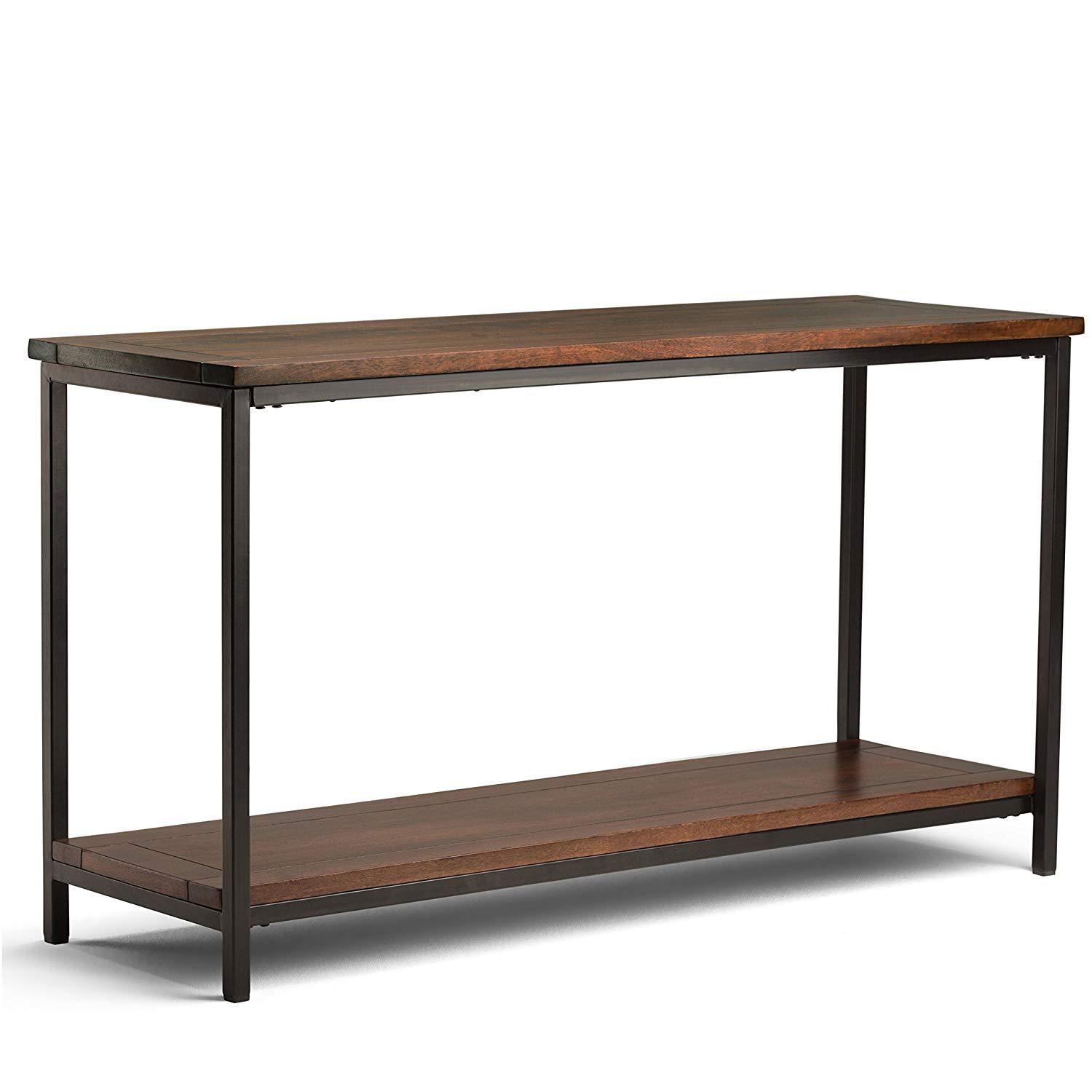Sheesham Iron Frame Solid Wood Console Table for Living Room Side Table for Bedroom
