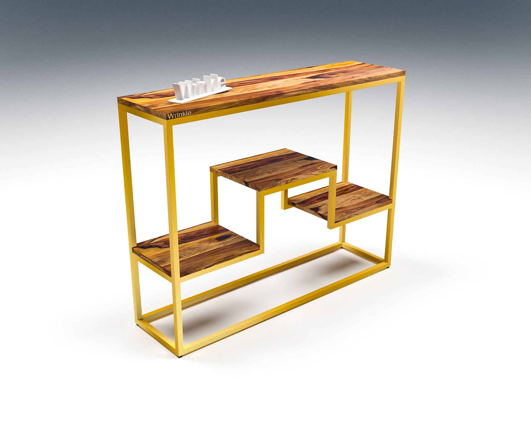 Beauty Solid Sheesham Wood & Iron Console Table Gold