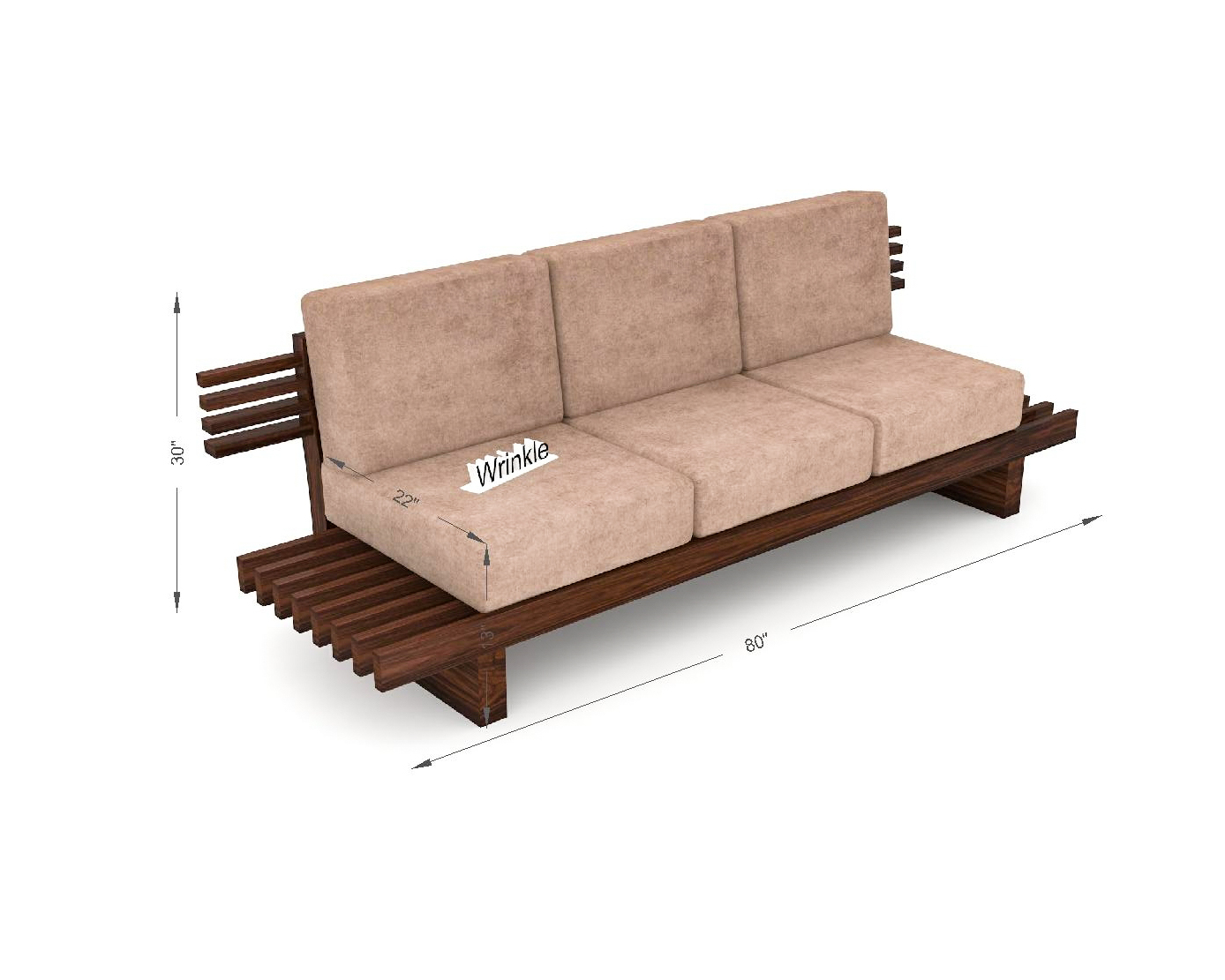 Authentic Wooden Sofa for living Room 3 Seater Natural