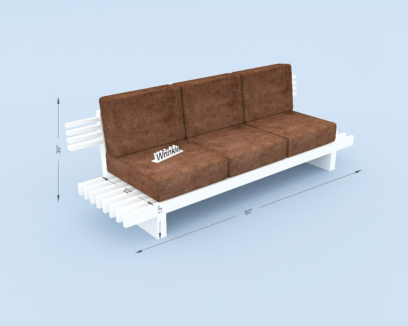 Authentic Wooden Sofa for living Room 3 Seater White