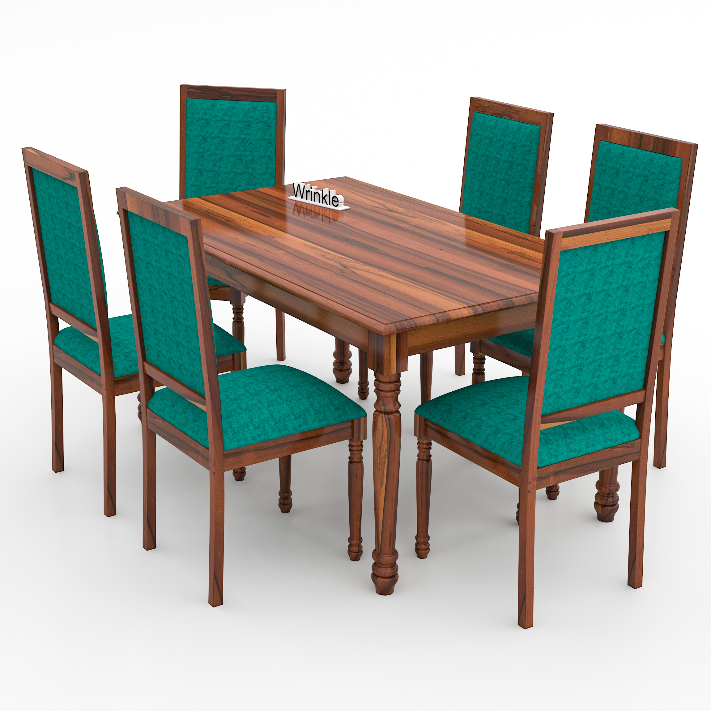 Furnishiaa Solid Sheesham Wood Dining Table 6 Seater | Six Seater Dinning Table Honey + Green